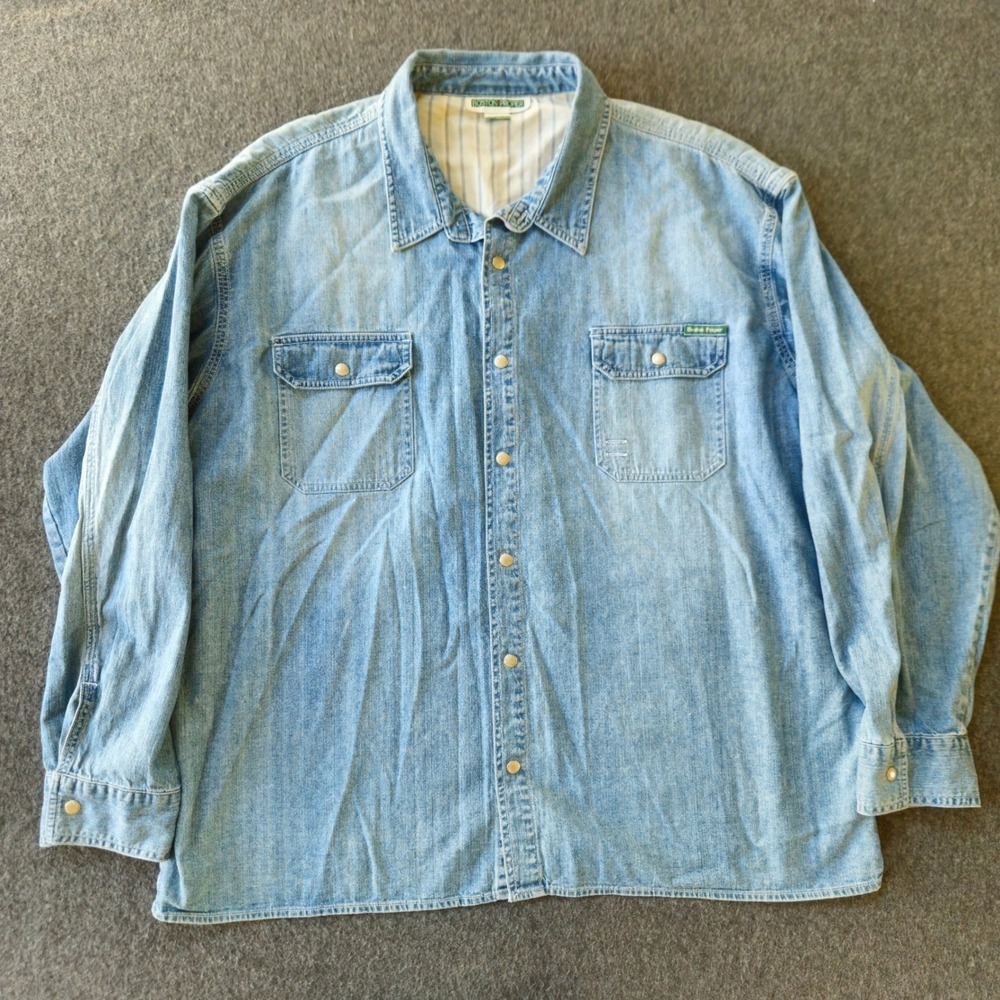 Boston Proper Denim Top XL Lined Snap Front Western Minimal Relaxed Breathable